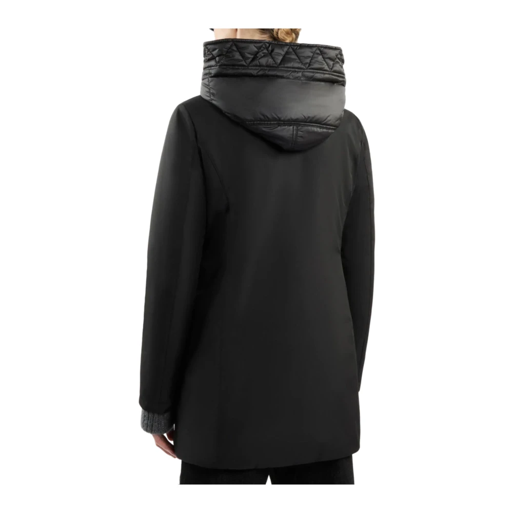 TOD'S Zwarte Toggle Coat in Gabardine Black Dames