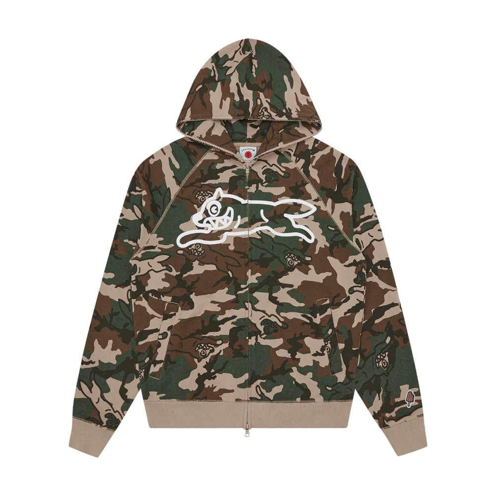 Icecream Running Dog Woodland Camo Zip Through Hood - Male - Zip-Throughs - Green - S - Sweatshirts & Hoodies