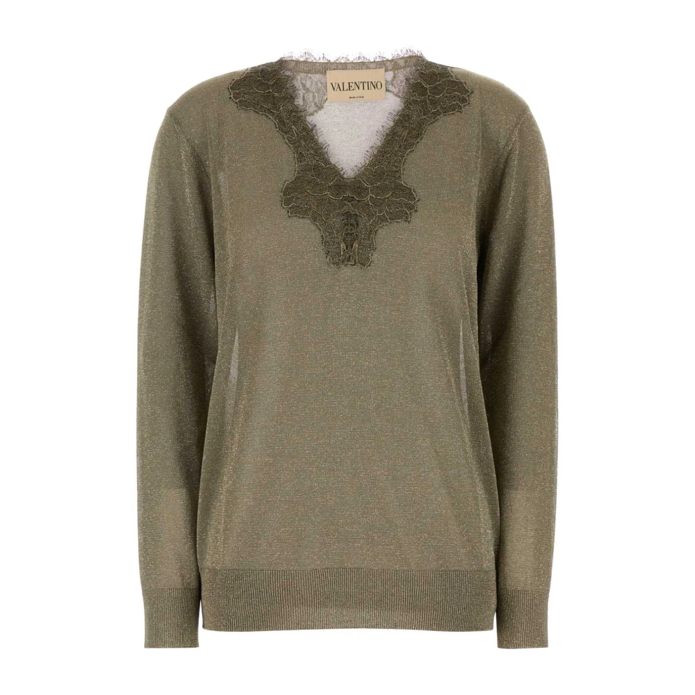 Valentino Garavani Green Maglia | Solid - Female - V-Neck Knitwear - M - Knitwear