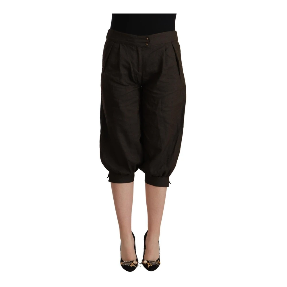 Gianfranco Ferré Women's Brown Cropped Trousers,, Cropped Harem Trousers Zipper Closure Small