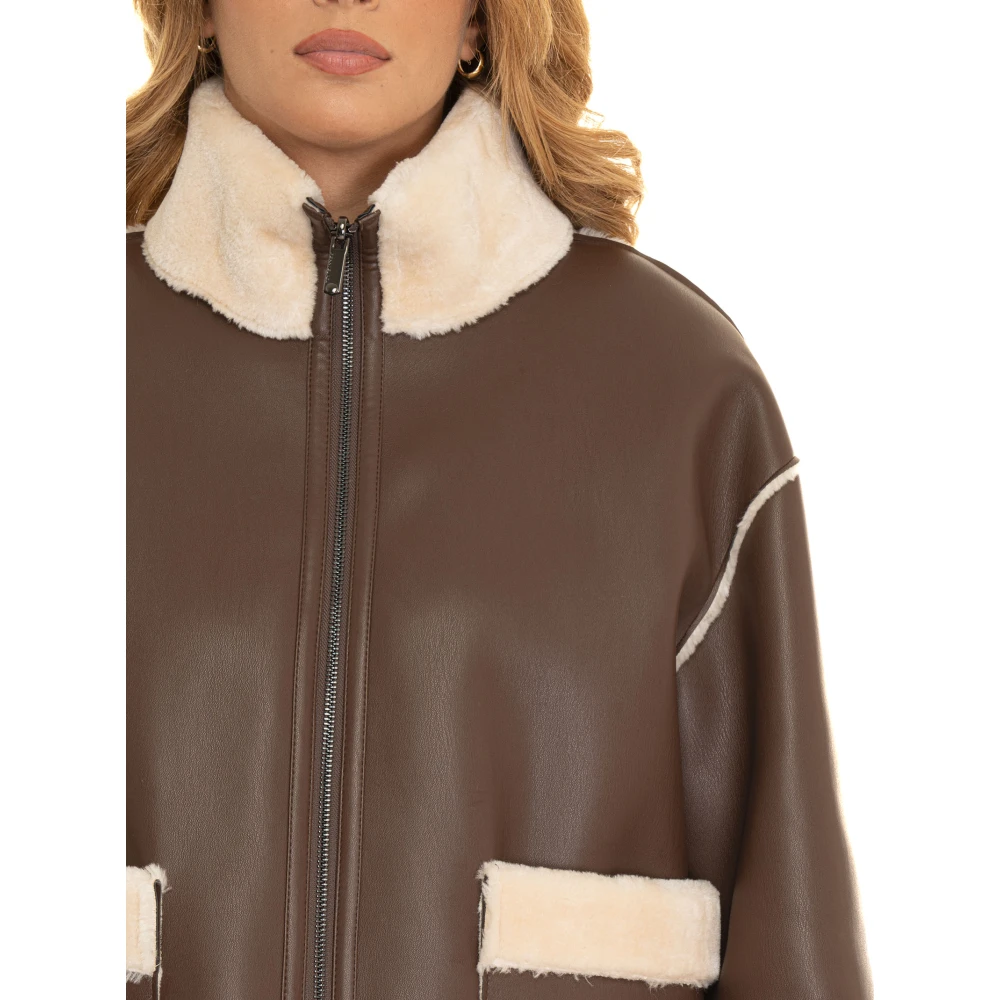 Pennyblack Omkeerbare shearling jas met bontafwerking Brown Dames