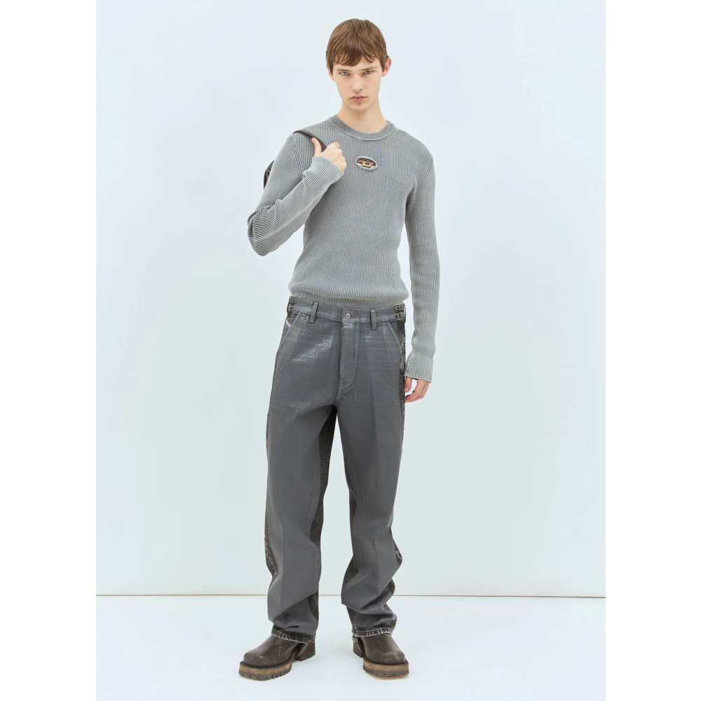 Diesel Jeans met gecoate panelen en paneelconstructie Gray Heren