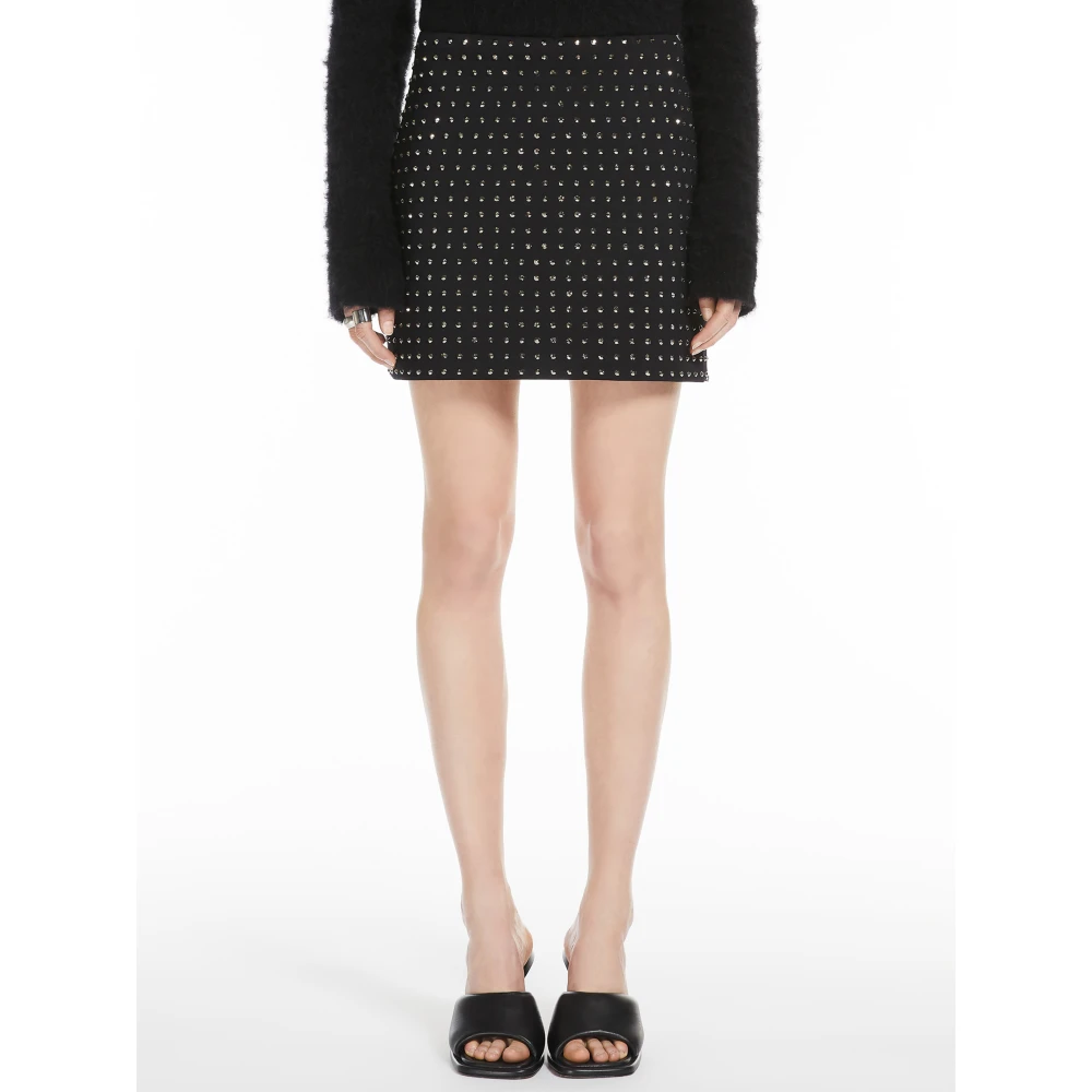 SPORTMAX Zwarte Strass Geometrische Rok Black Dames