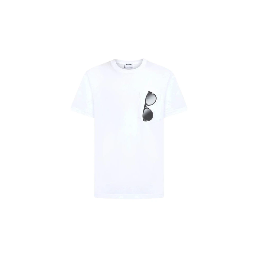 Moschino White T-Shirts, Male, Xs, Printed Cotton Jersey T-Shirt
