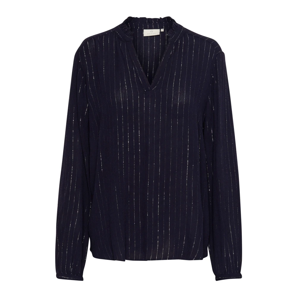 Kaffe Paarse Blouse met Ruches en Glitterdraad Purple Dames