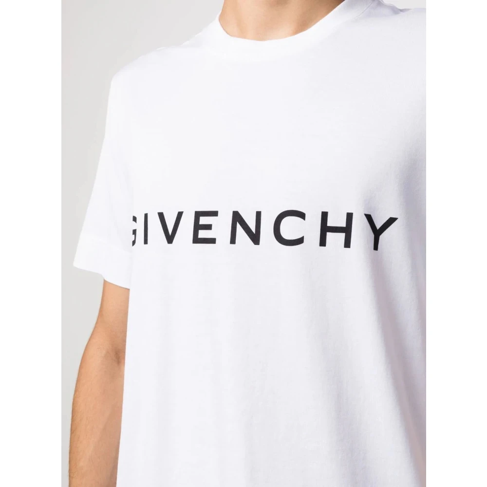 Givenchy Logo Print Katoenen T-Shirt White Heren