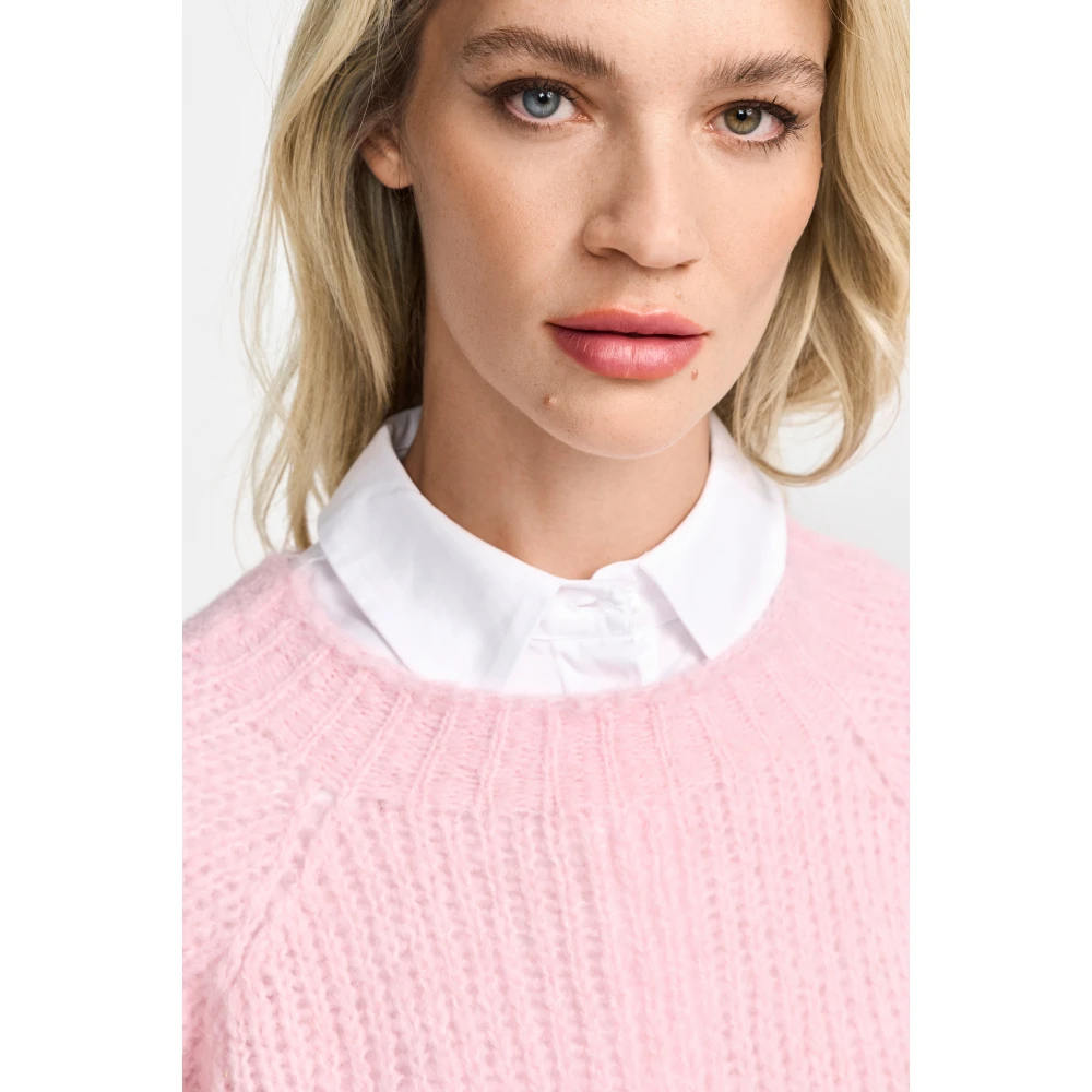 Rich & Royal Chunky Handknit Pullover Sweater Pink Dames
