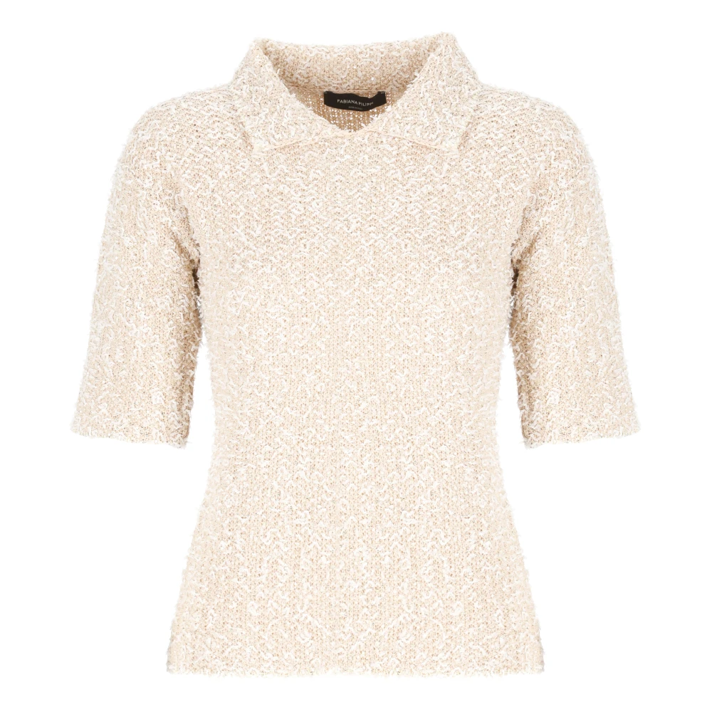 Fabiana Filippi Roze Paillet Trui met Kraag Pink Dames