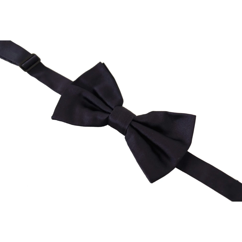 Dolce & Gabbana Elegante Blauwe Zijden Vlinderdas Black Heren