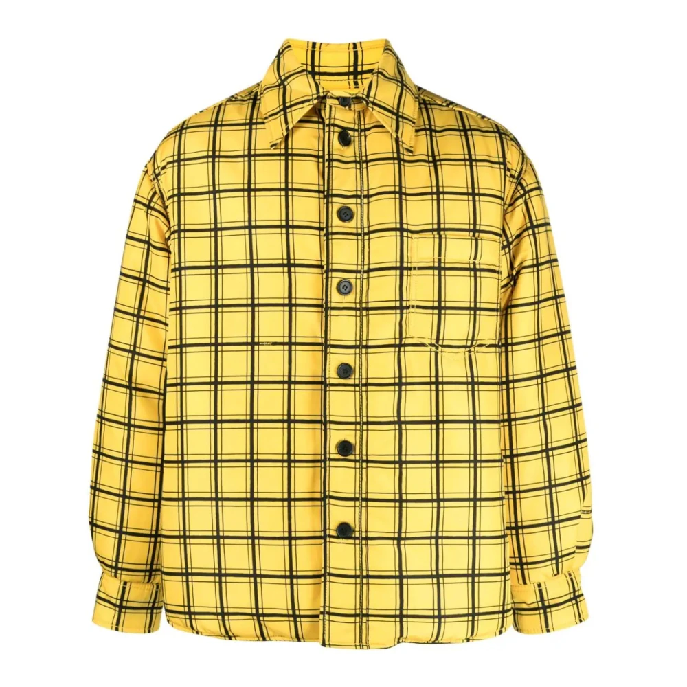Marni Gele geruite jas-shirt Yellow Heren