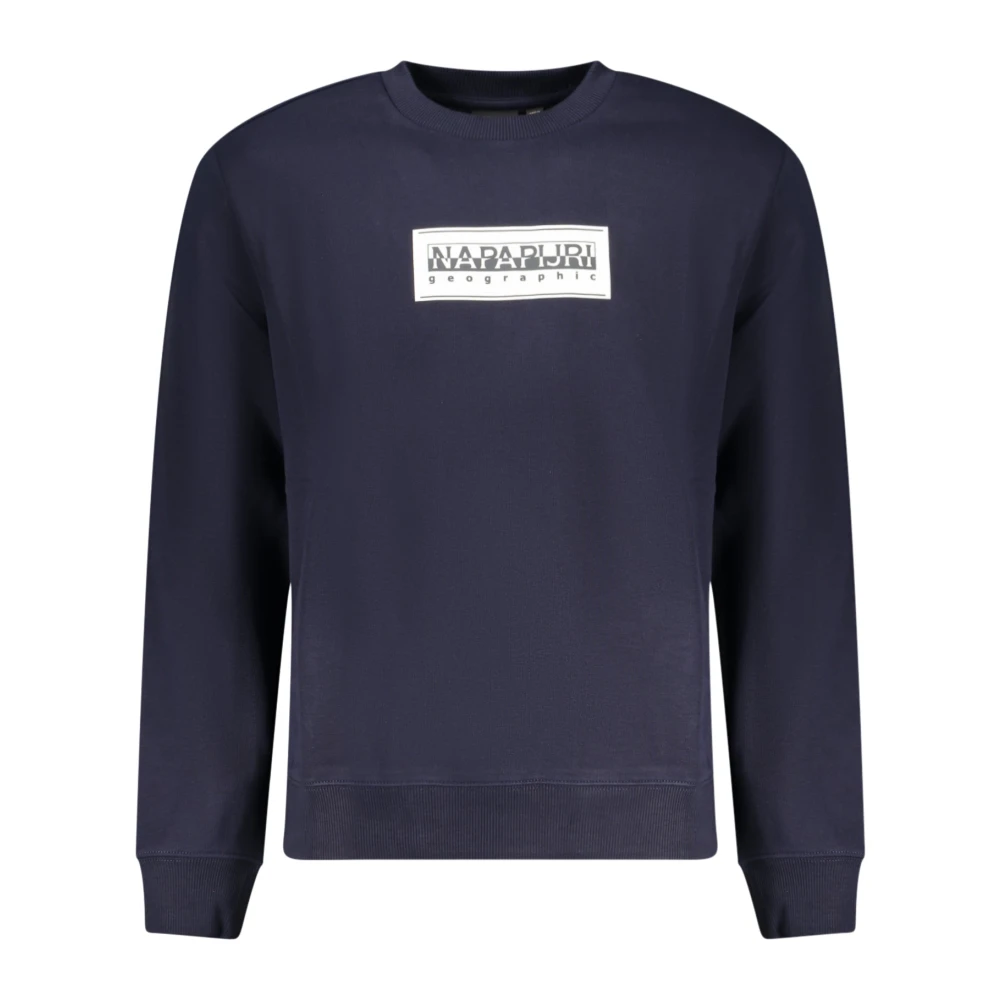 Napapijri Blauwe Sweater met Print en Lange Mouwen Blue Heren