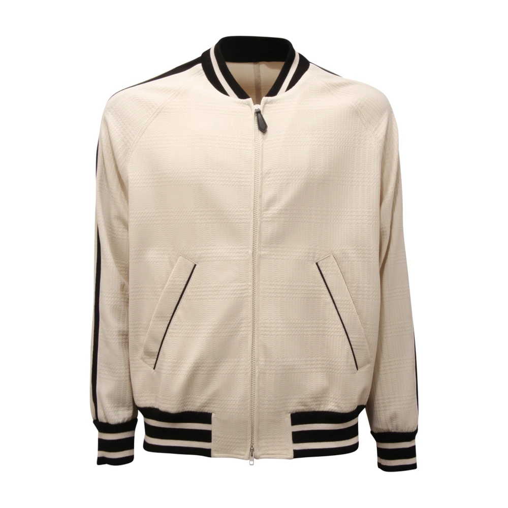 Paolo Pecora Men's White Jersey Jacket Made In Italy - Bomber Jackets - S - Jackets
