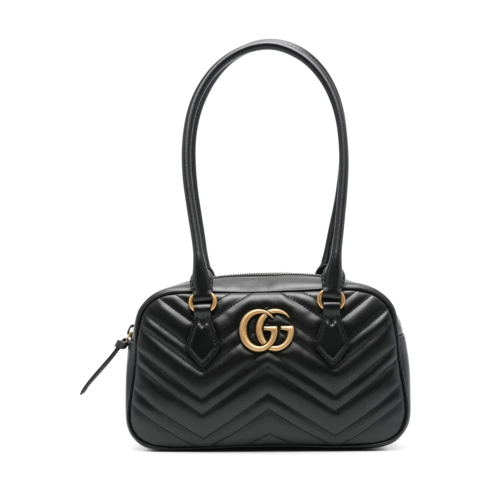 Gucci Zwarte Signature Marmont Gewatteerde Tas Black Dames