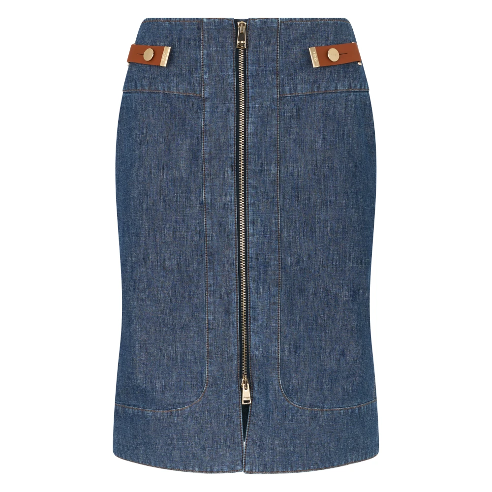Fendi Zip-Detailed Jeans Skirt - Female - Denim Skirts - Blue - Xs - Skirts