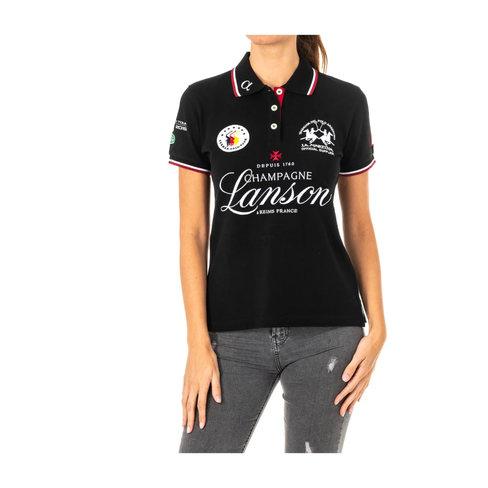 La Martina Women's Black Polo Shirts, S, Short Sleeve Polo Shirt