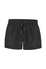 Short Swim Trunks With Branded Plaque