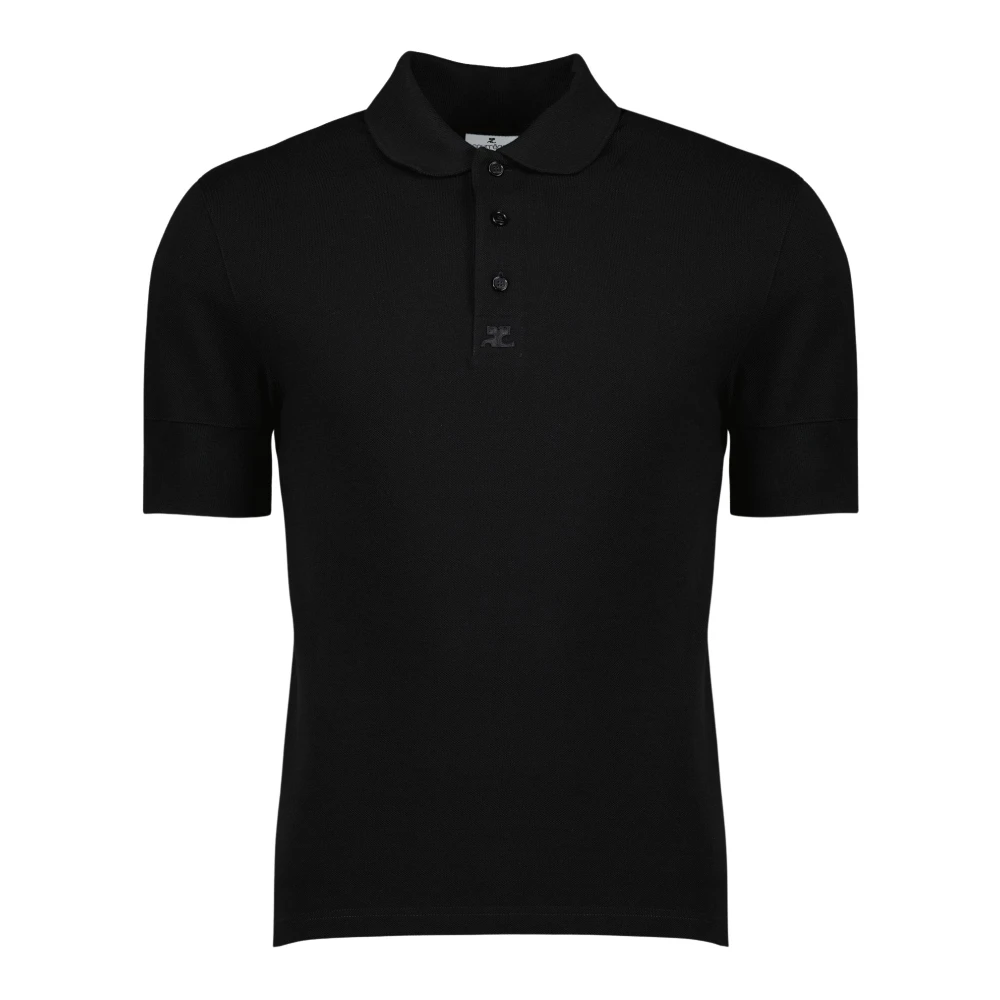 Courrèges Men's Black Polo Shirts, S, Cotton Polo