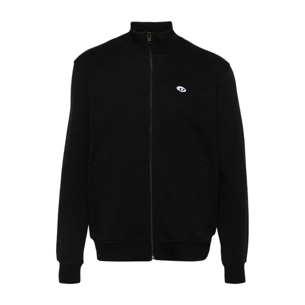 Diesel Zwarte Sweater met Logopatch Black Heren