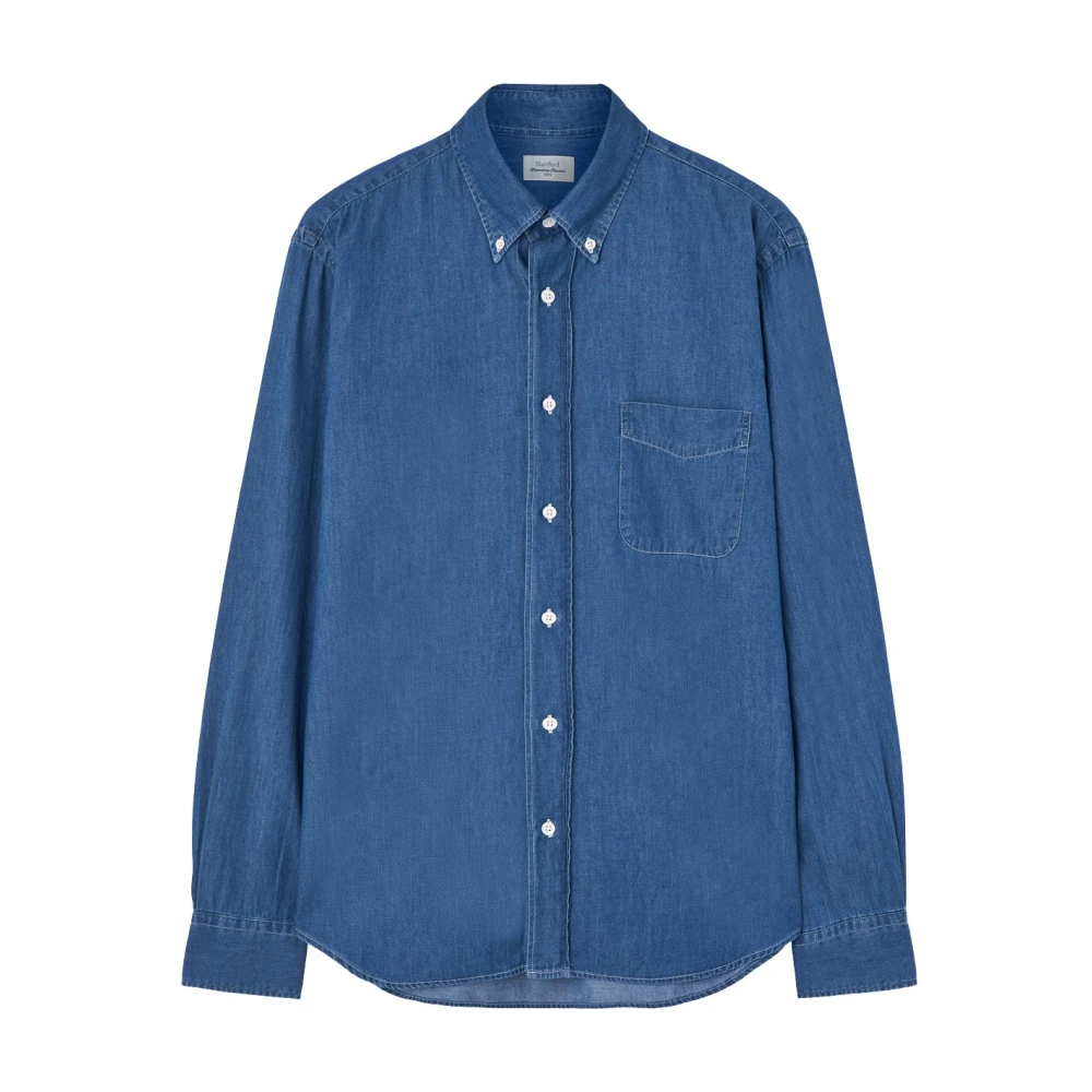 Hartford Blauw Shirt met Voorzak Blue Heren