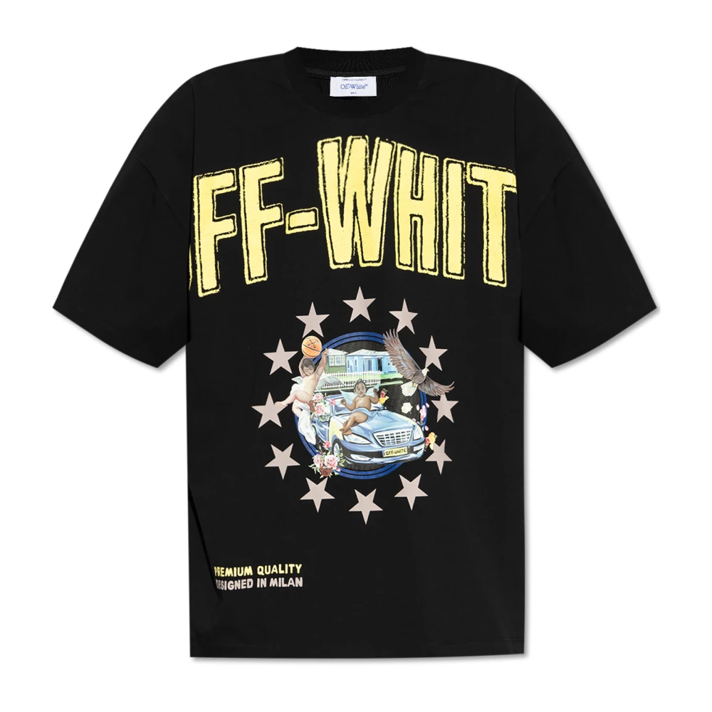 Off White Bedrukt T-shirt Black Heren