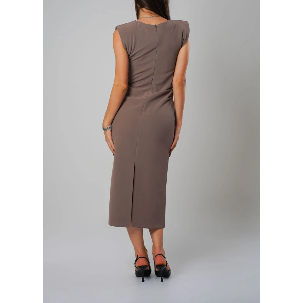 H2O Mouwloze Midi Jurk in Taupe Beige Dames