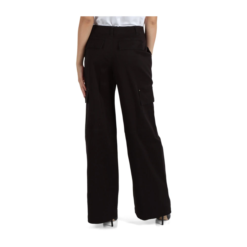 Michael Kors Cargo wijde pijpen katoenen stretch broek Black Dames