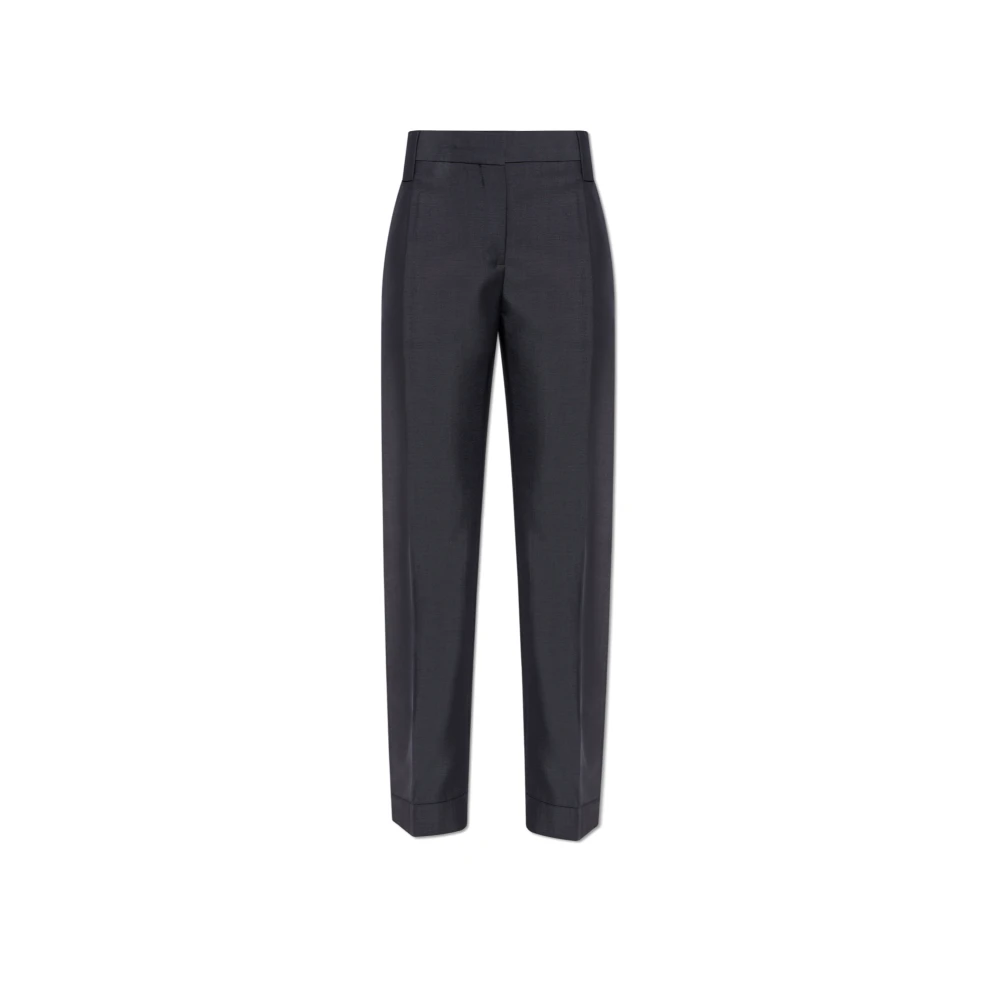 Versace Wool-Mohair Regular Formal Trousers - Female - Straight Trousers - Gray - Xs - Trousers