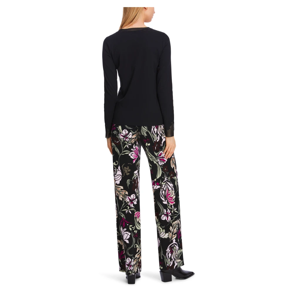 Marc Cain Bloemenkant T-shirt Black Dames