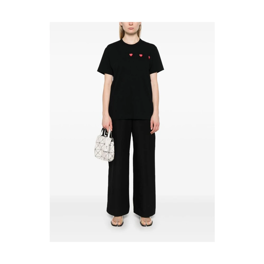 Comme des Garçons Play Zwart T-shirt met hartprint en ronde hals Black Heren