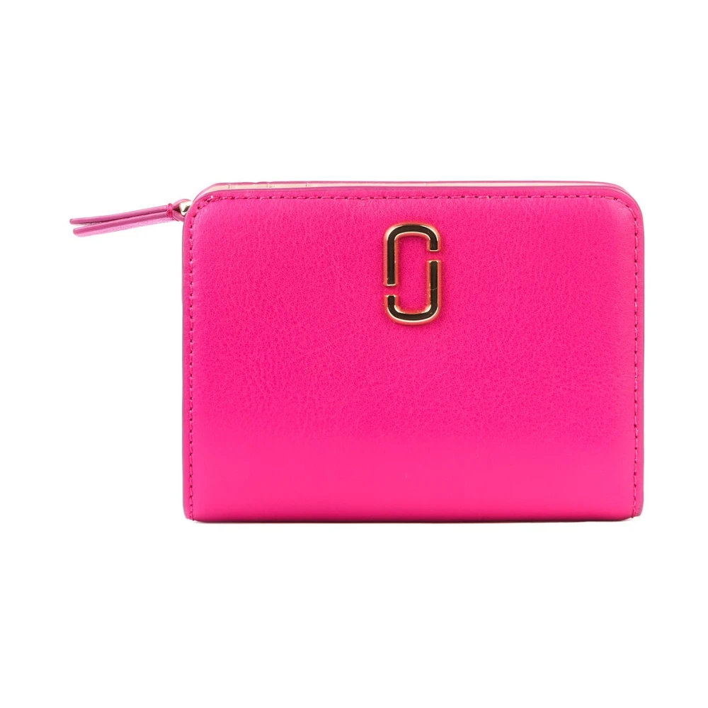 Marc Jacobs Thre Mini Compact Portemonnee in Roze Leer Pink Dames