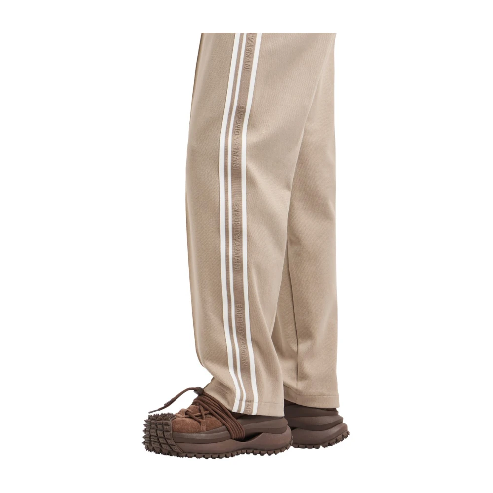 Emporio Armani Diagonaal Geribbelde Sweatpants Beige Heren