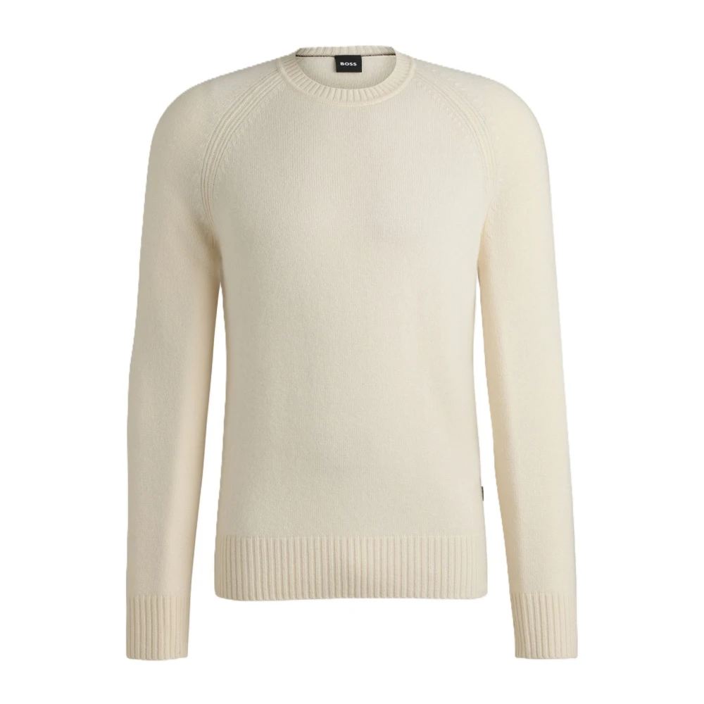 Boss Zuivere Cashmere Witte Trui Emalvo White Heren