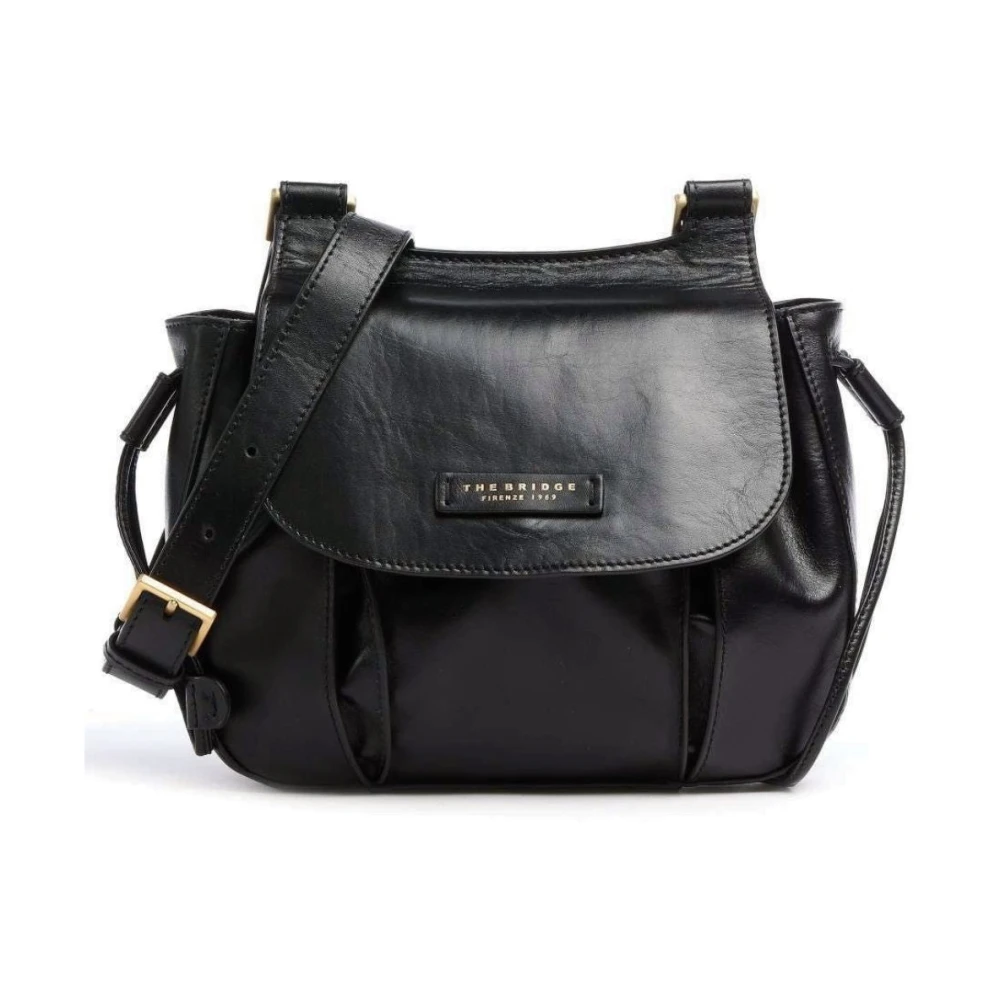 The Bridge Women's Black Leather Crossbody Bag With Adjustable Shoulder Strap