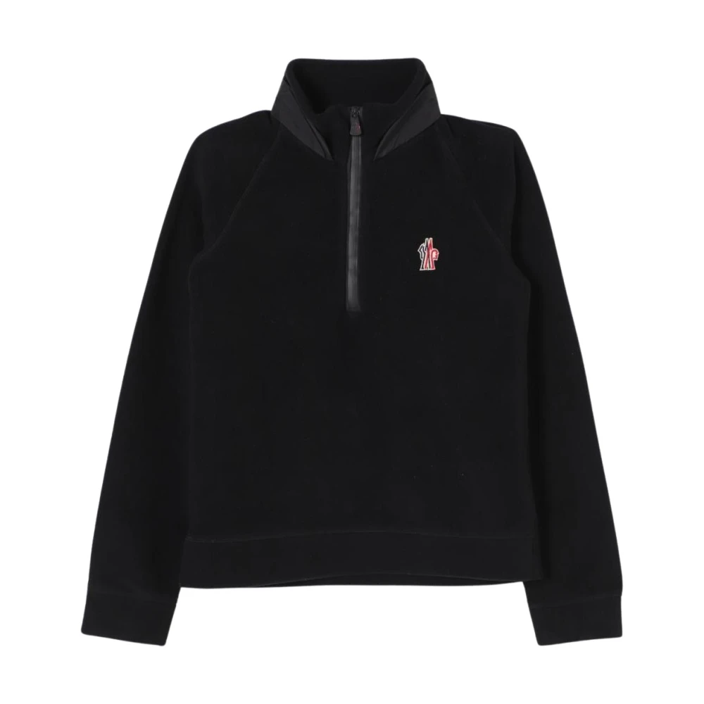 Moncler Unisex Kids Black Halfzip Fleece Pullover Jumper - Kids Knitwear - 8 Y - Kids