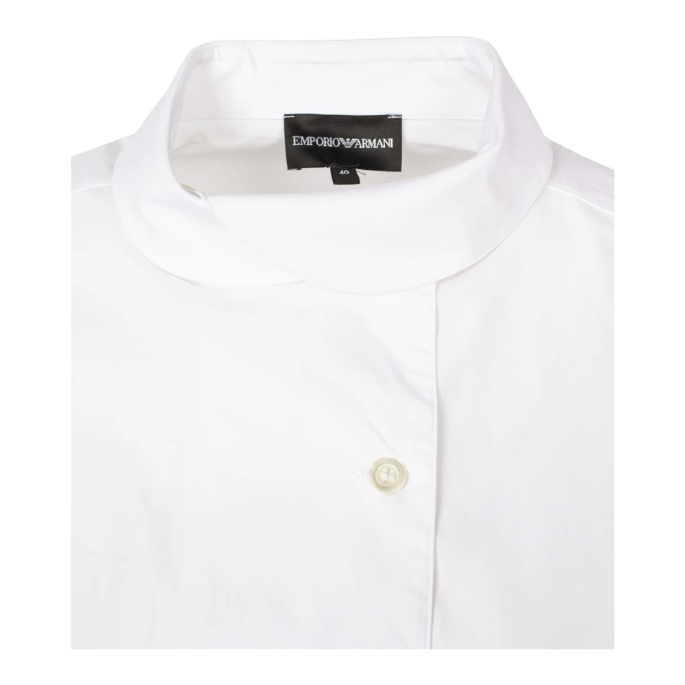 Emporio Armani Katoenen Overhemd met Bloemenkraag White Dames