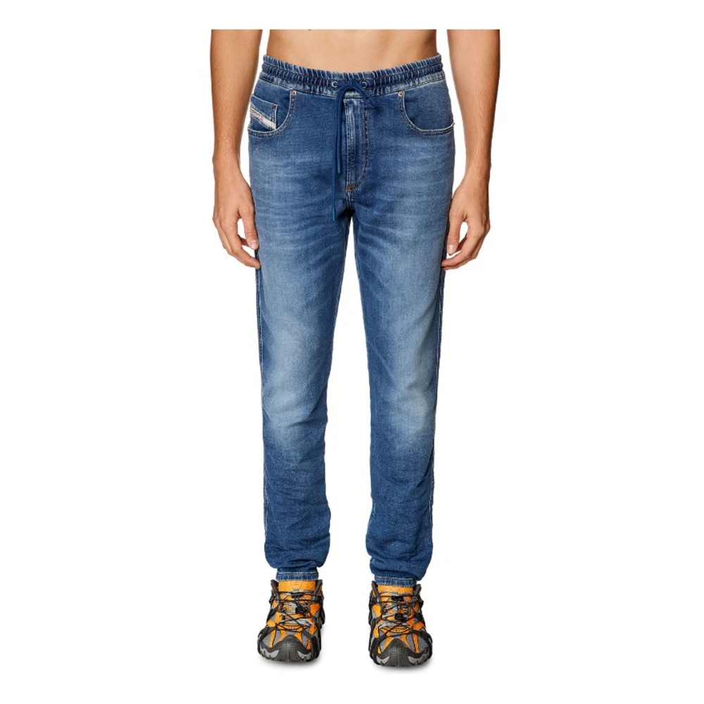 Diesel Slim Fit JoggJeans met Opvallende Wassing en Geborduurd Logo Blue Heren