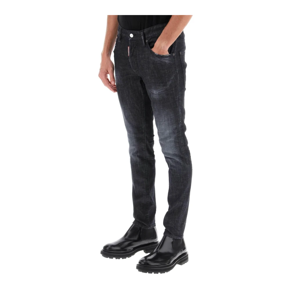 Dsquared2 Zwarte Skater Jeans met Distressed Details Black Heren
