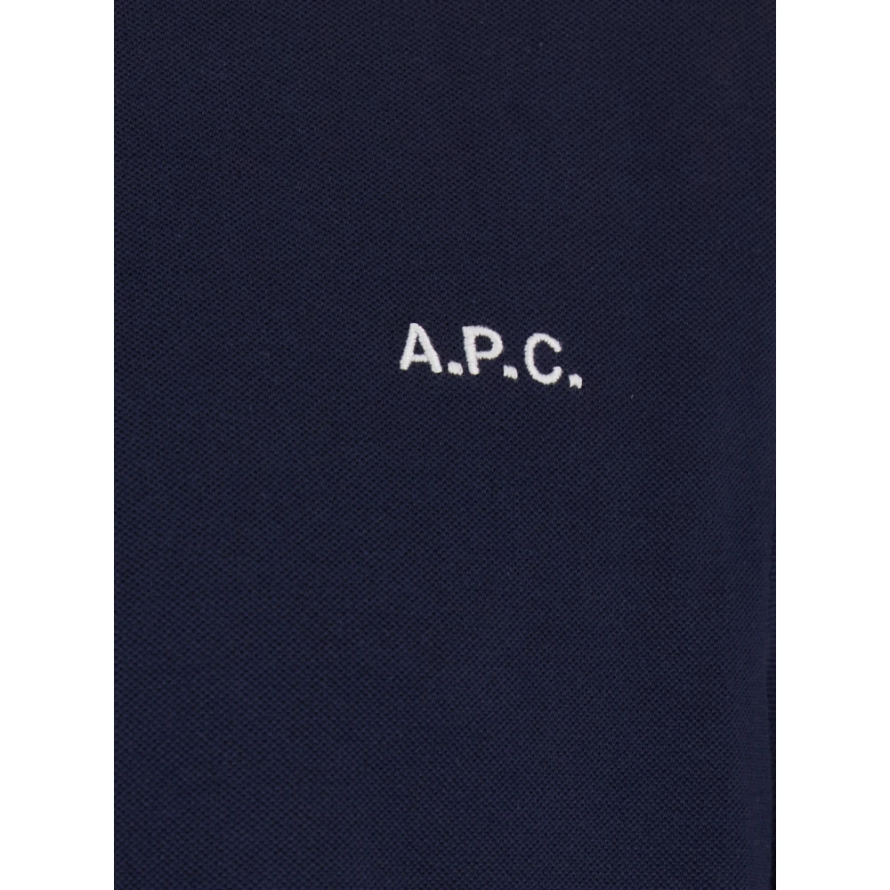 A.p.c. Blauw Poloshirt met Logo Borduursel Blue Heren