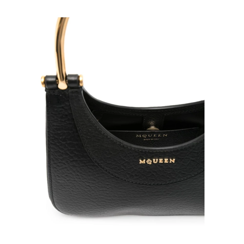 alexander mcqueen Zwarte Pebble Leren Schoudertas Black Dames