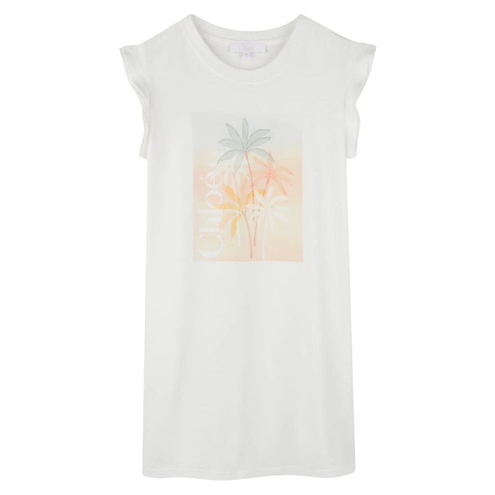 Chloé Women's Beige Bohemian Palm Tree Jersey Dress