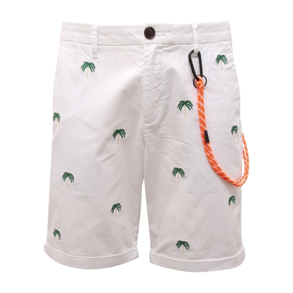 Sun68 Men's White Bermuda Chino Embroidery - Casual Shorts - W34 - Shorts