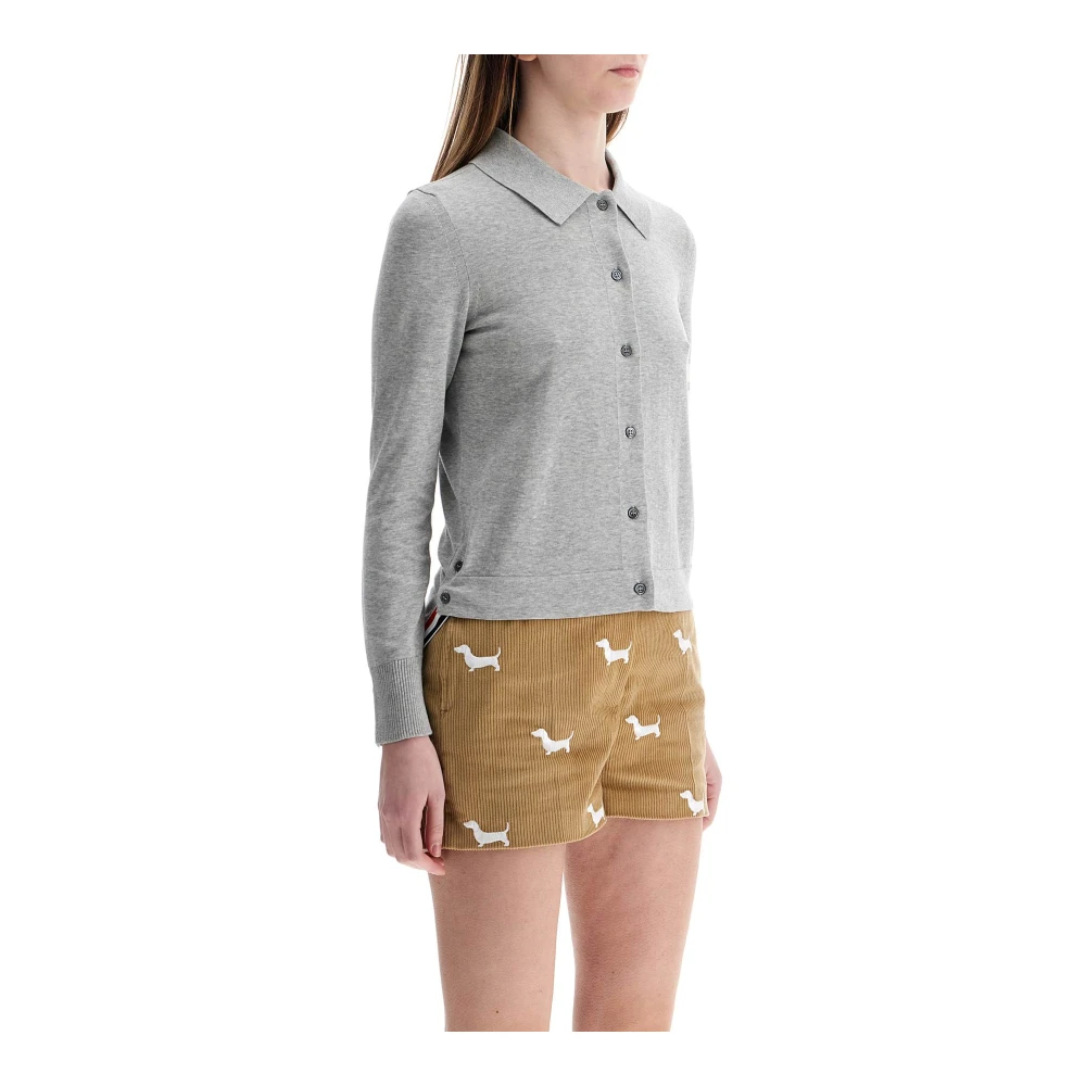 Thom Browne Elegante Katoenen Overhemd met Iconische Strepen Gray Dames