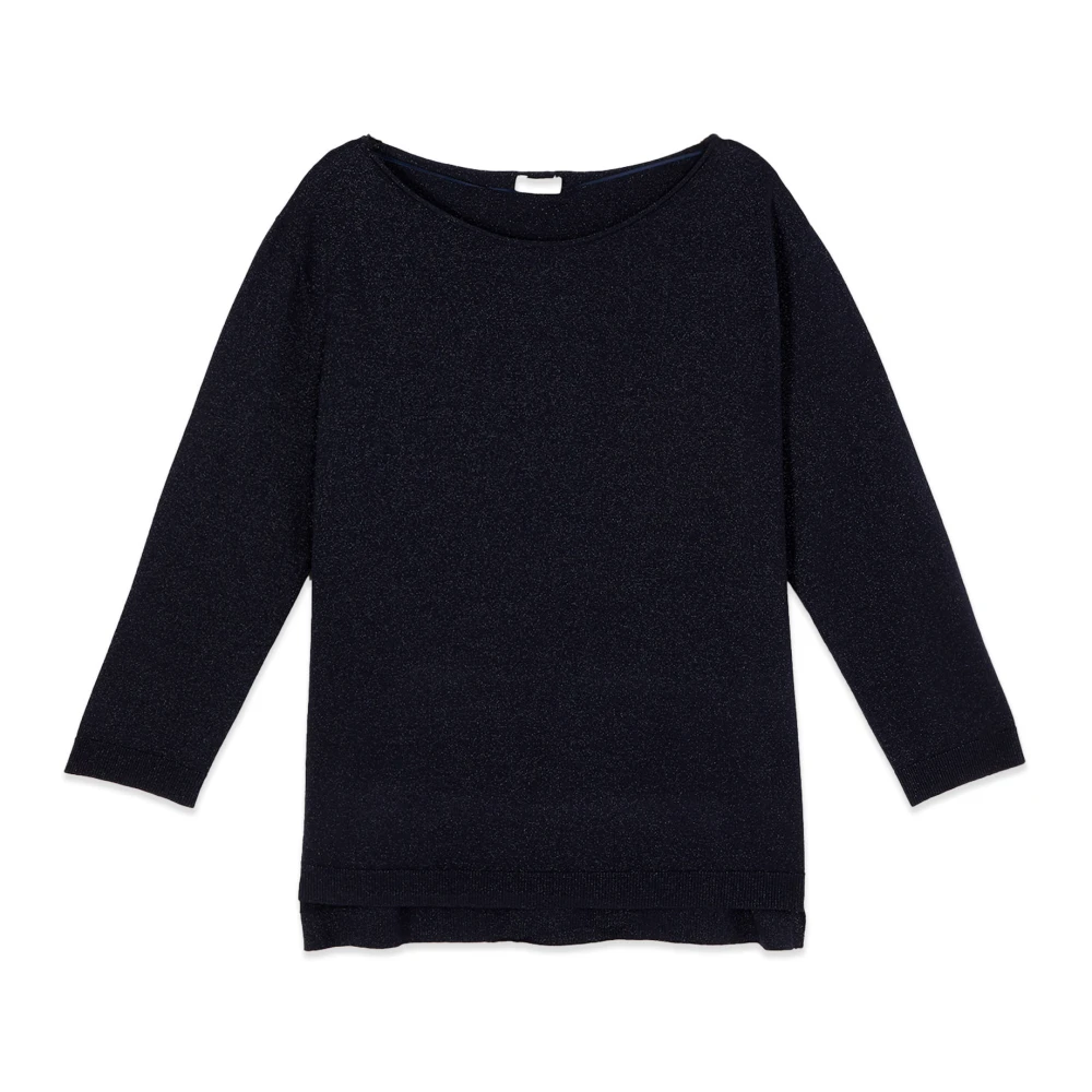 Oltre Donna Blu - Maglione In Lurex Con Scollo A Barca - Knitwear - L