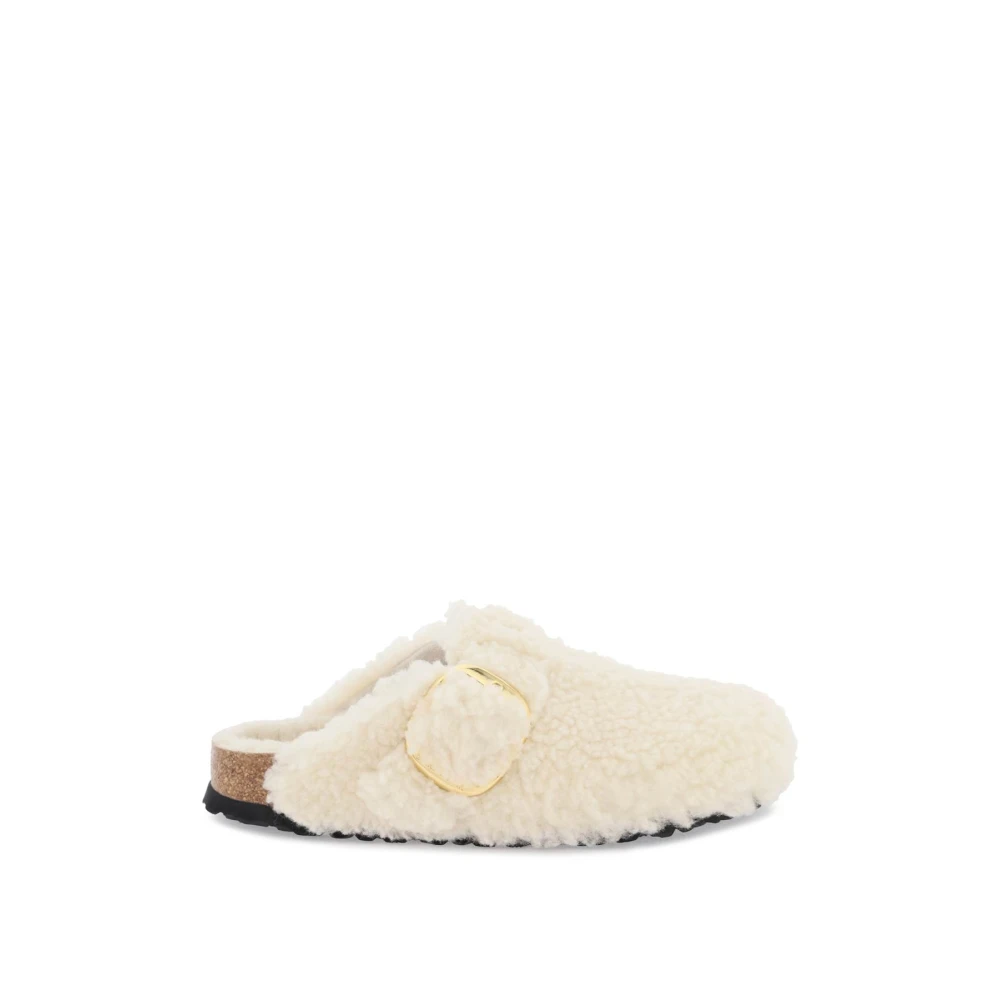 Birkenstock Shearling Boston Klompen met Grote Gesp White Dames