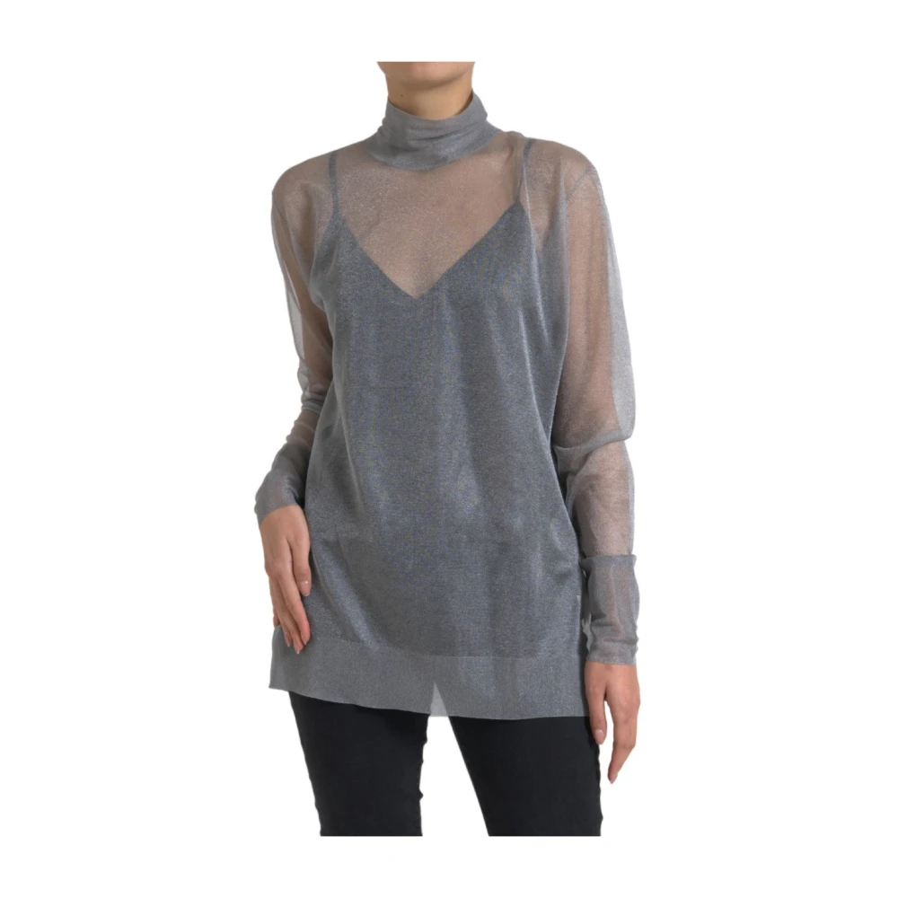 Dolce & Gabbana Grijze Mesh Top Italiaanse Elegantie Gray Dames