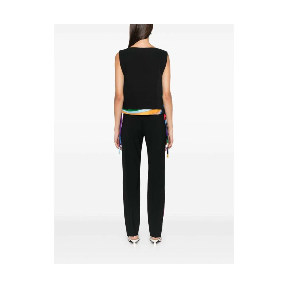 EMILIO PUCCI Iride Print Zijden Top met Laagjeszoom Black Dames