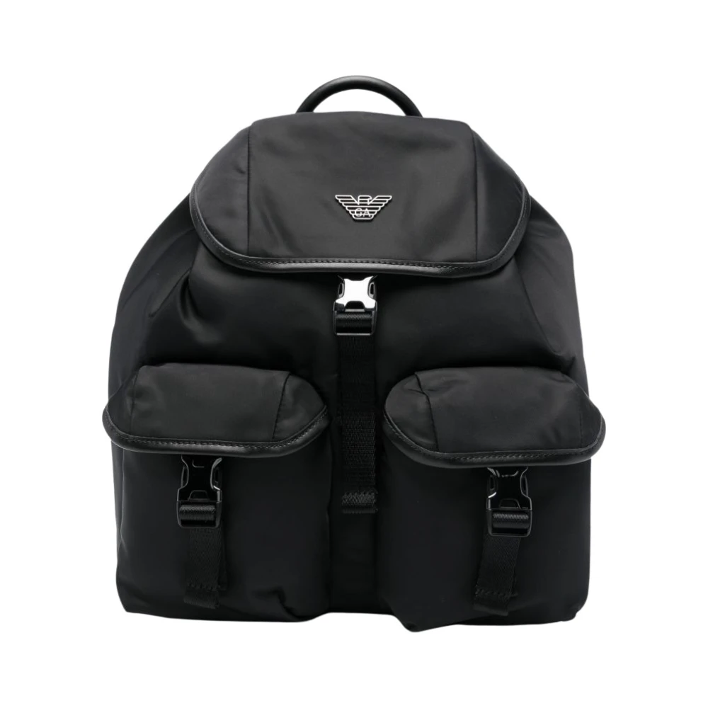 Emporio Armani Men's Black Nylon Backpack - Backpacks - One Size - Bags