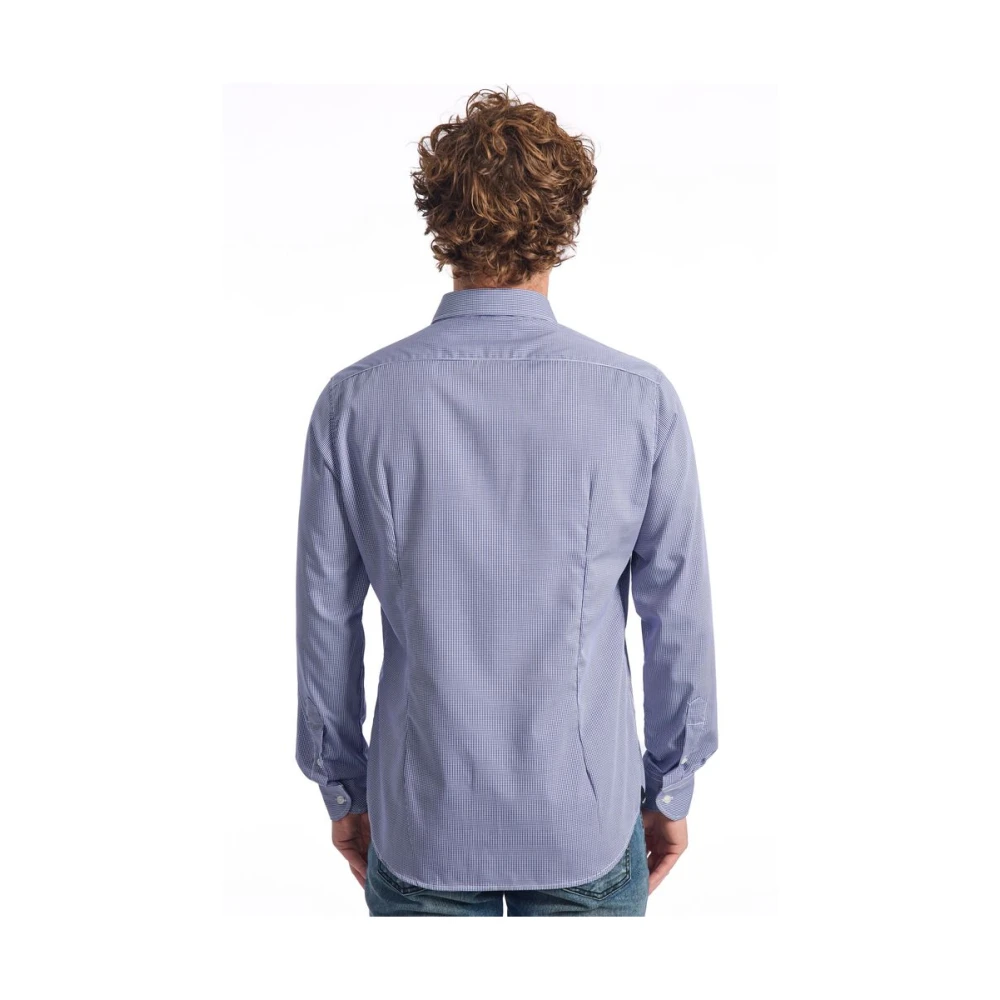 Baldinini Geruit Overhemd Slim Fit Franse Kraag Blue Heren