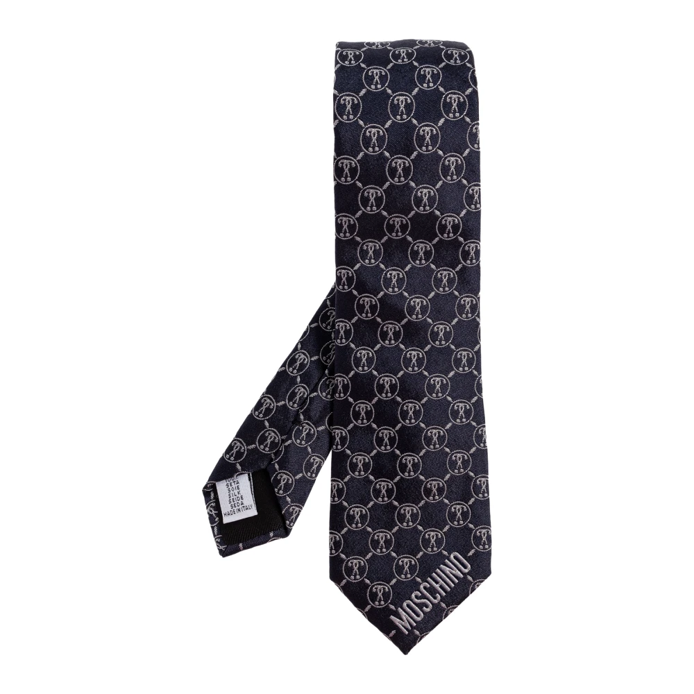 Moschino Zijden stropdas met monogram Blue Heren