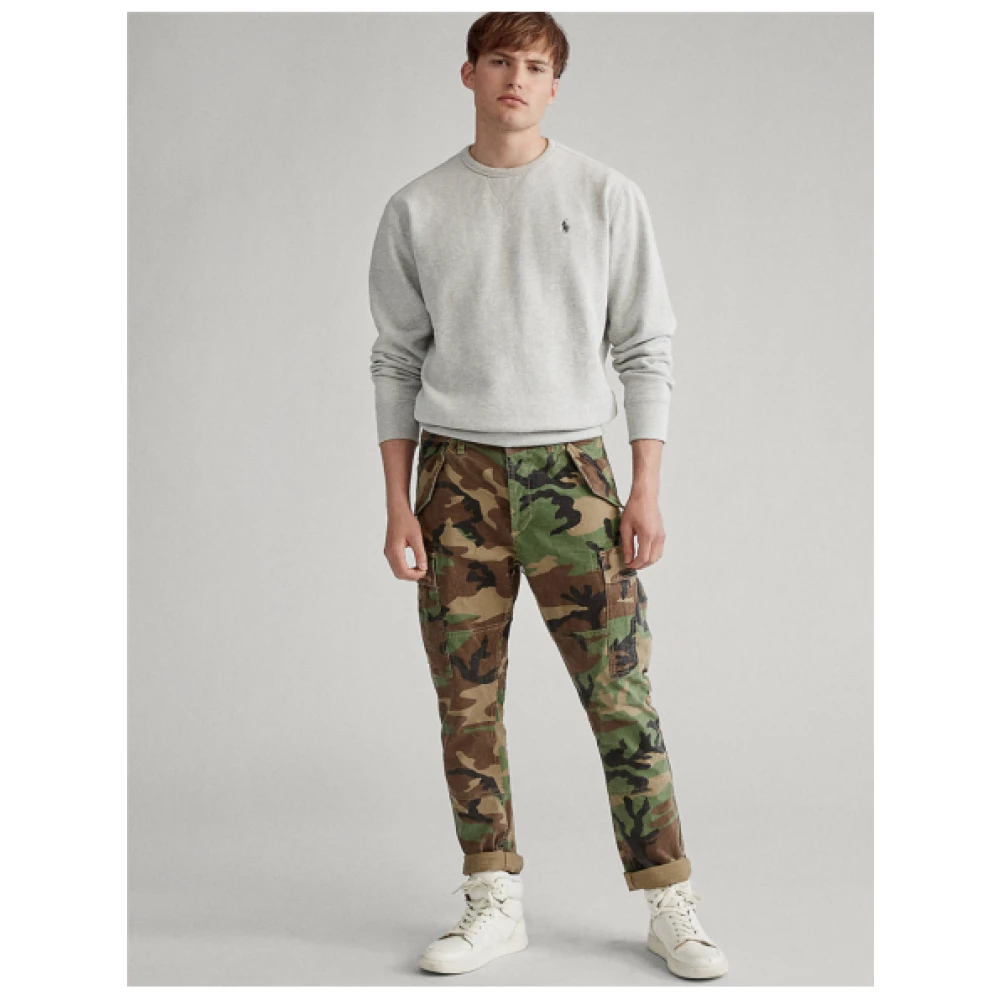 Polo Ralph Lauren Fleece Sweatshirt met V-Inzetstuk en Geborduurde Polo Player Gray Heren